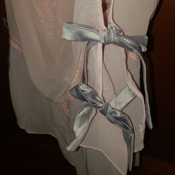 NWOT Chiffon Cowl Neck Romper Teddy w/ Satin Bows - Picture 4 of 5